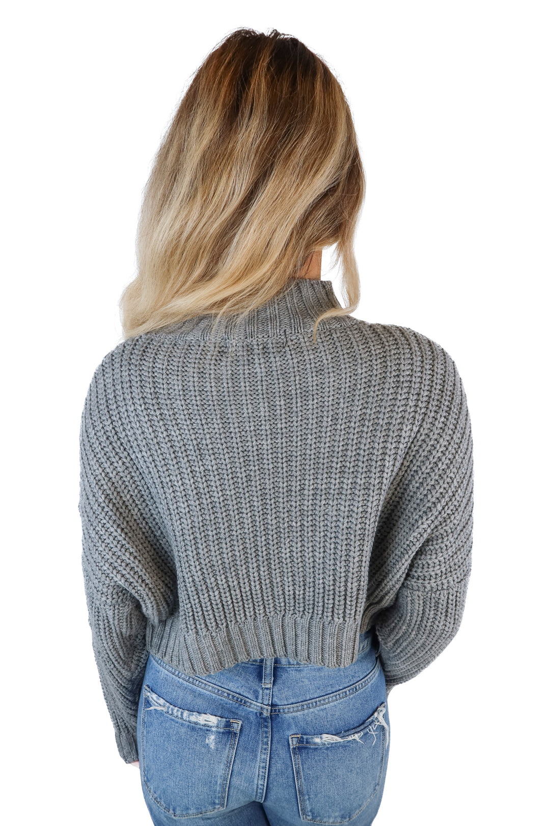 Kittenish Grey Chunky Cropped Sweater (S)