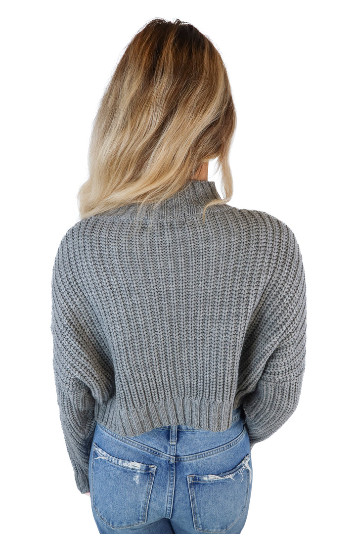 Kittenish Grey Chunky Cropped Sweater (S)