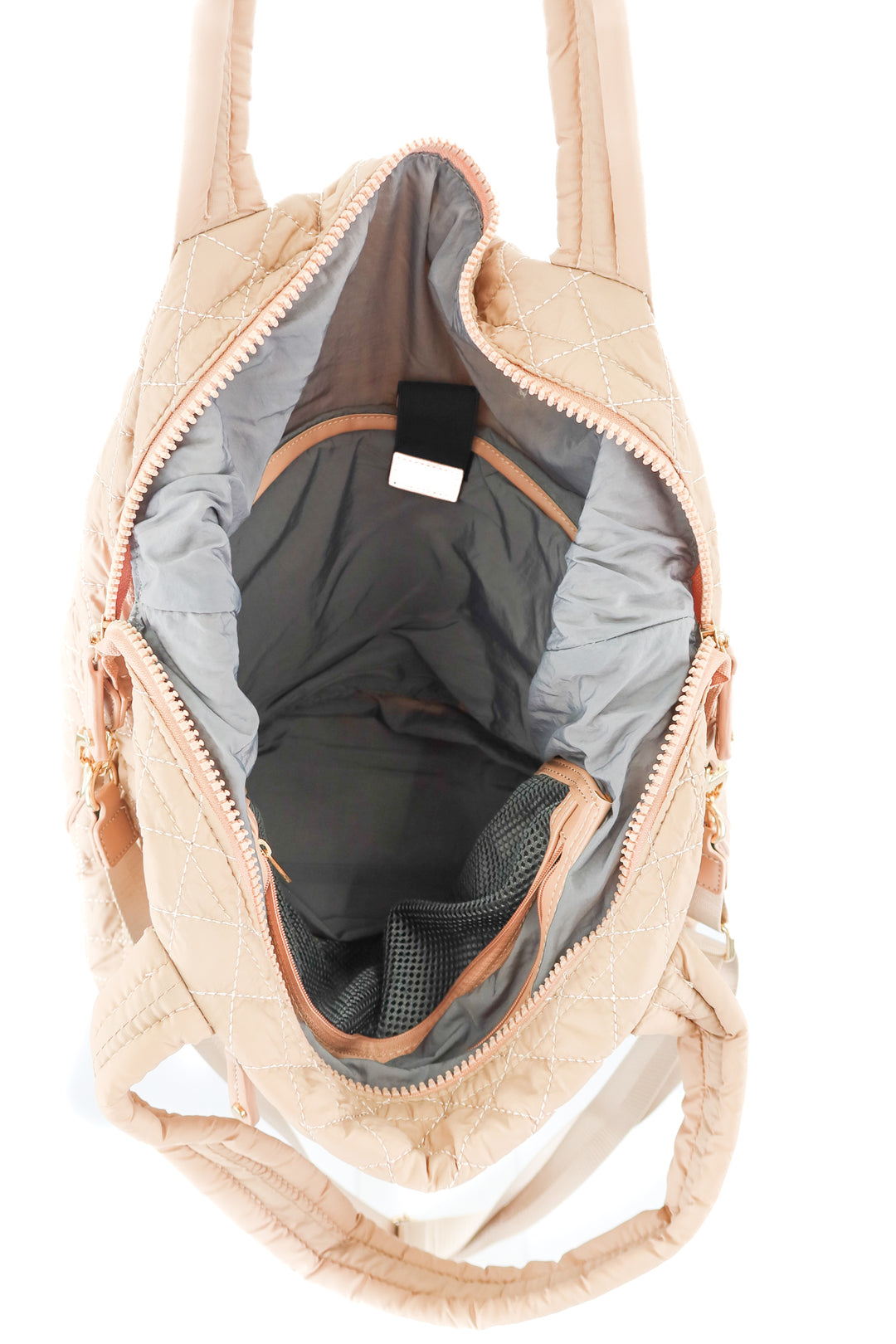 brown quilted large travel bag