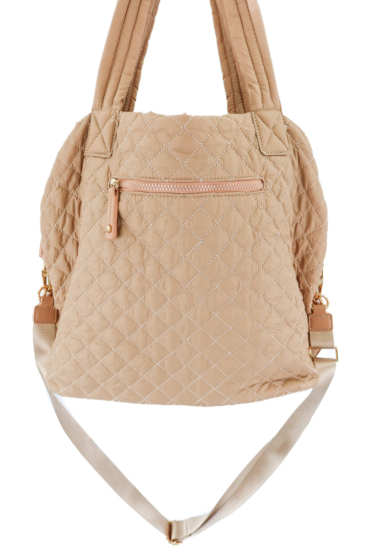 brown quilted large travel bag