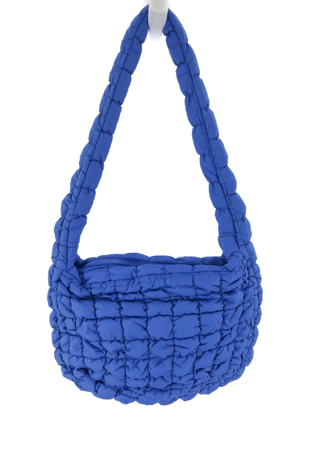 blue puffer shoulder bag