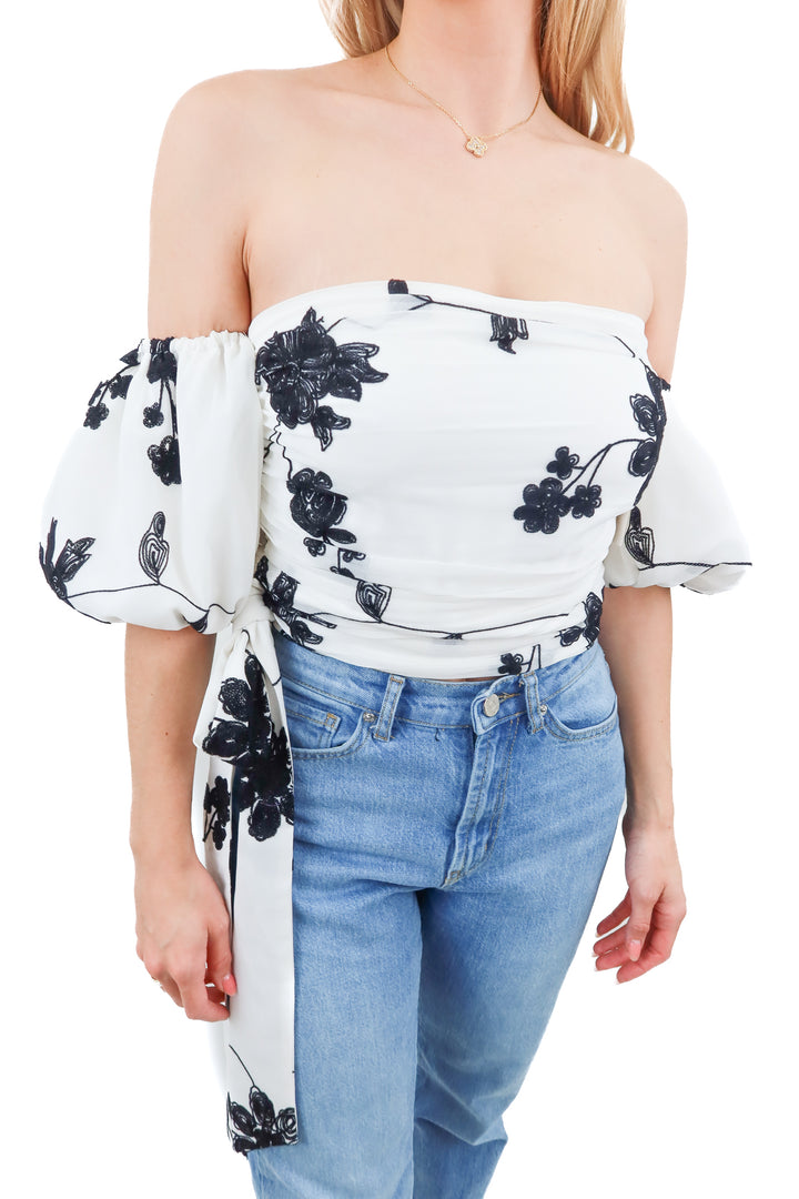 house of harlow black stitched puff sleeve top NWT (s; retail $168)