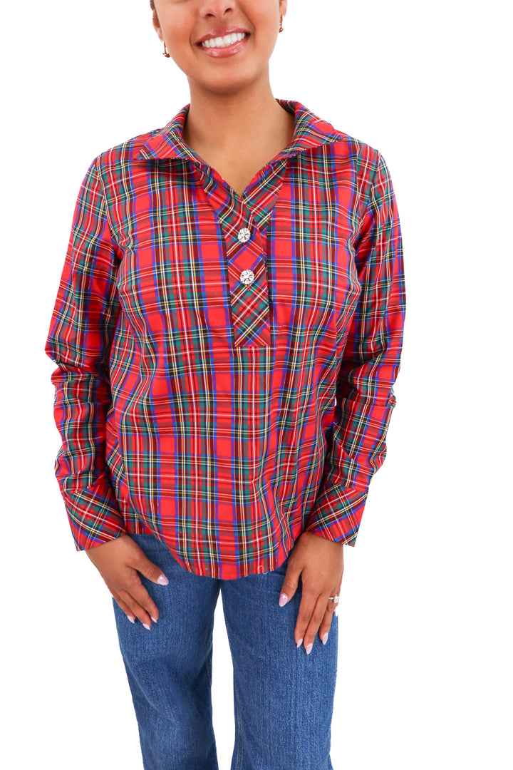 talbots red plaid the non iron shirt nwt (s; retail $90)