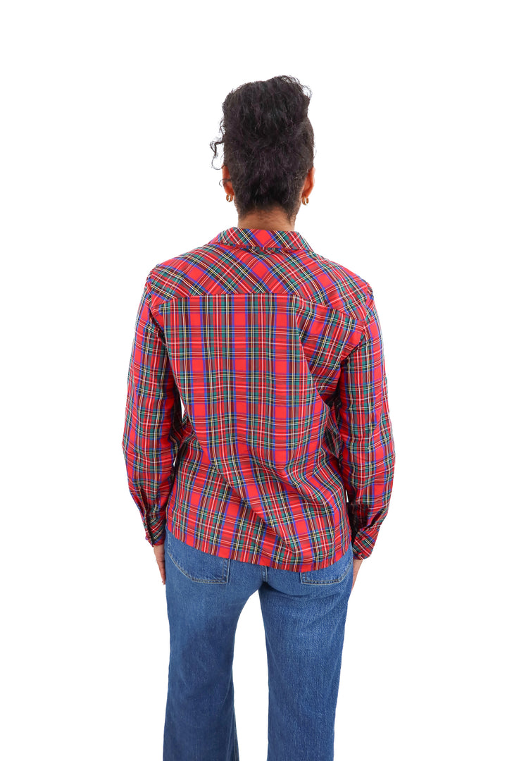 talbots red plaid the non iron shirt nwt (s; retail $90)