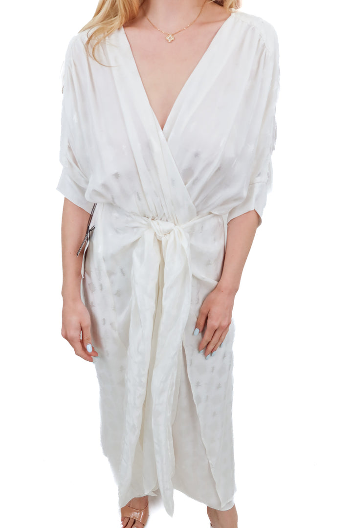 callahan white satin maxi dress (s; retail $198)