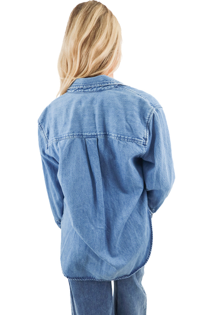 universal threads denim button down top (s)