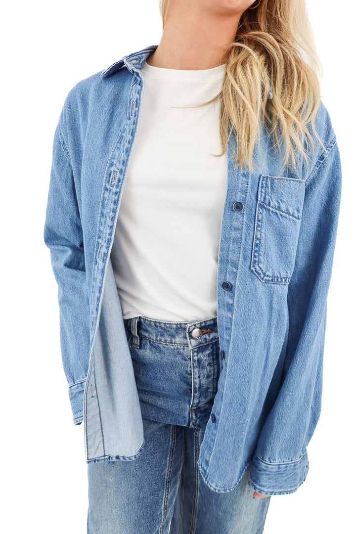 universal threads denim button down top (s)