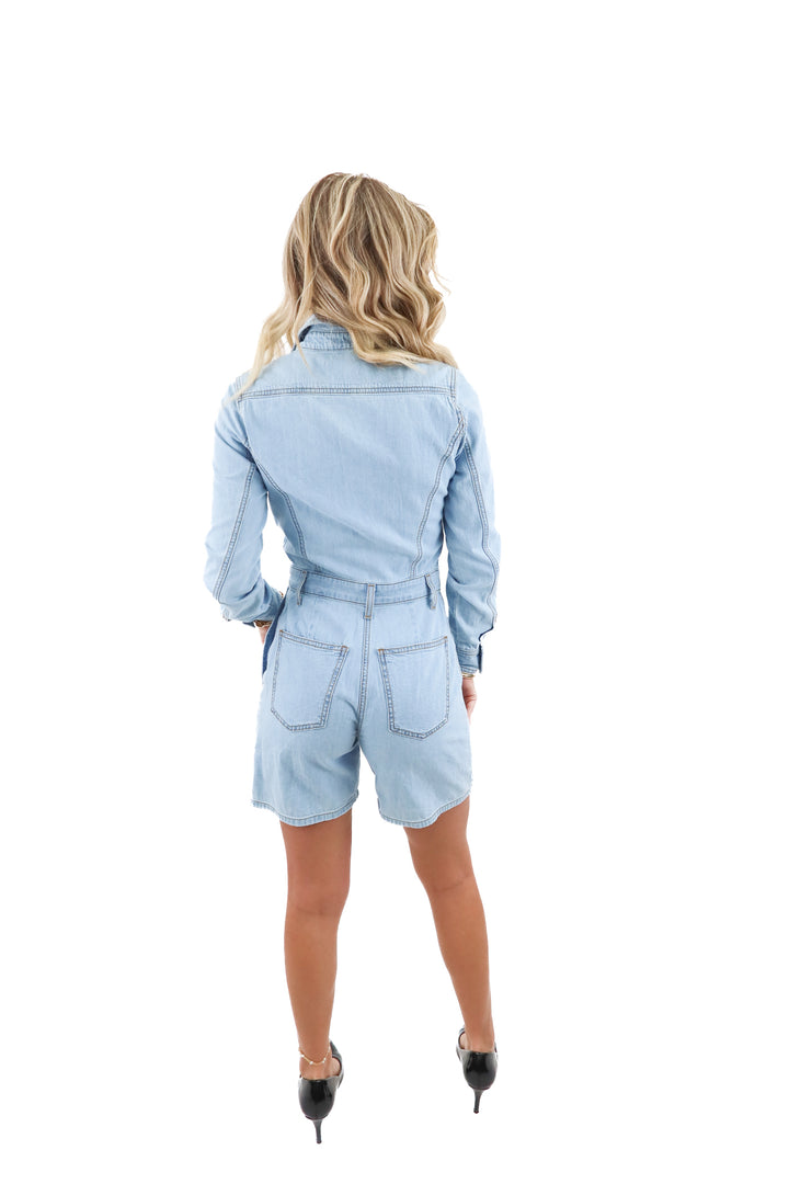 ramy brook light wash romper (23; retail $445)