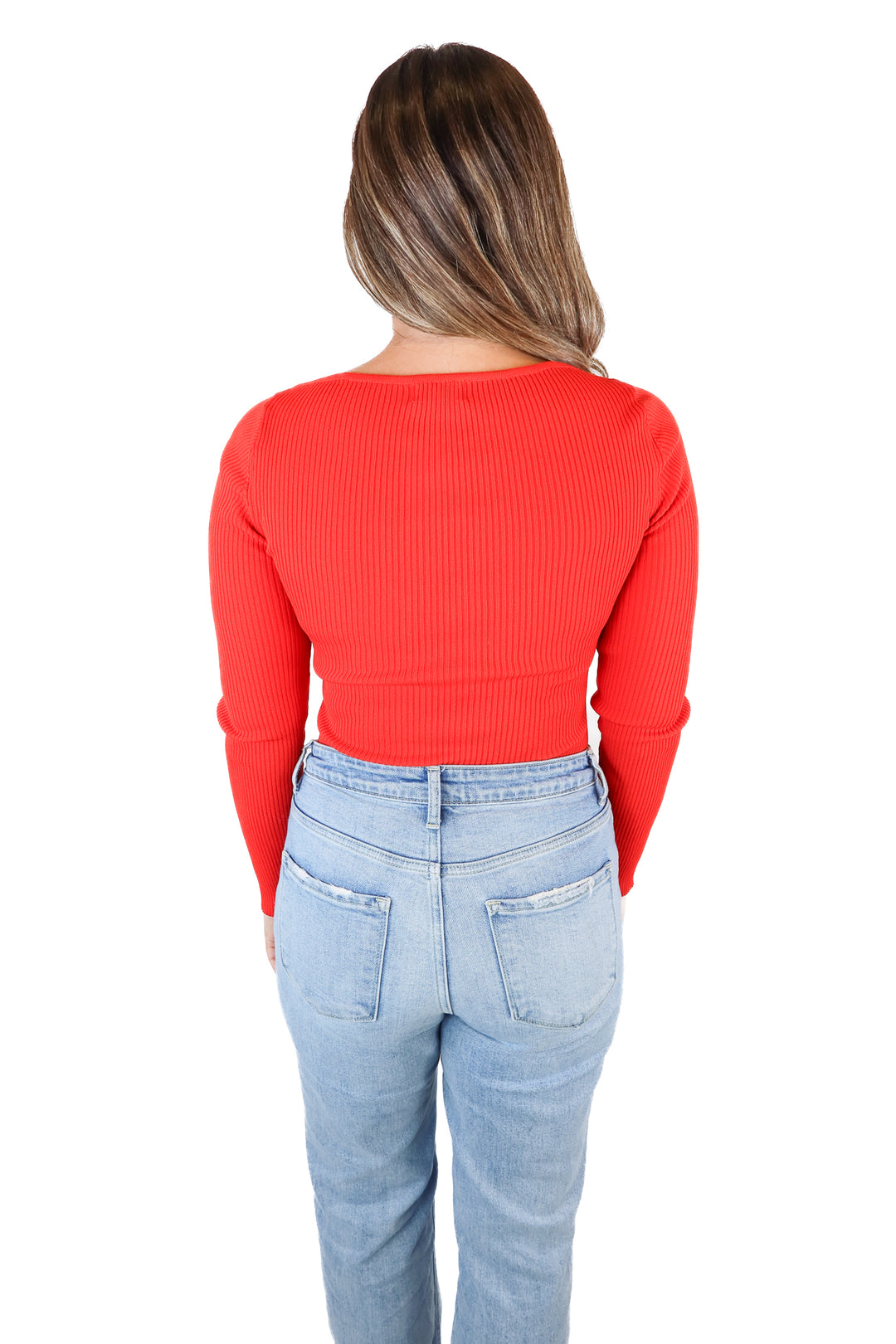 Superdown Red Ribbed Bodysuit (M)