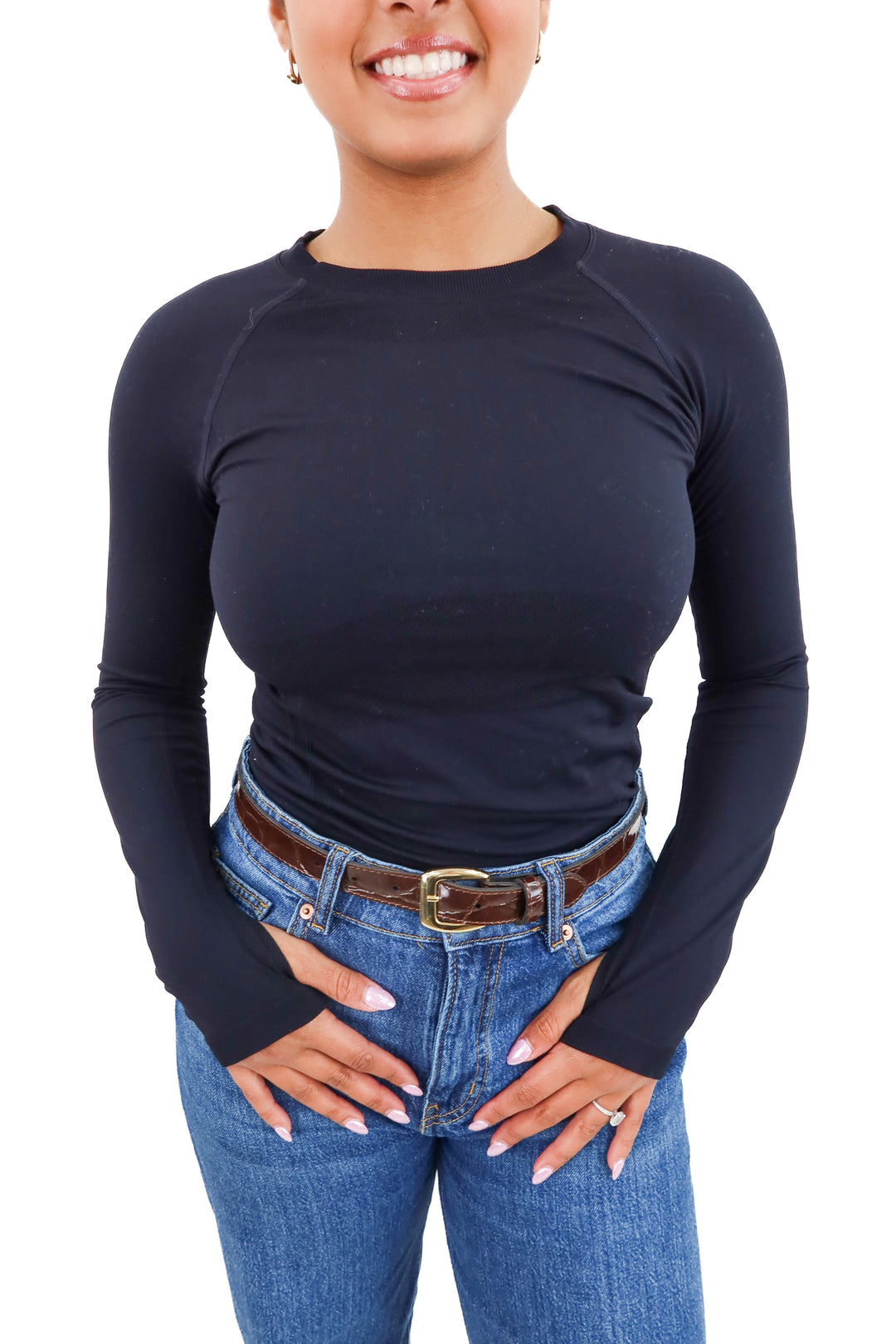 black long sleeve tech active top (m)