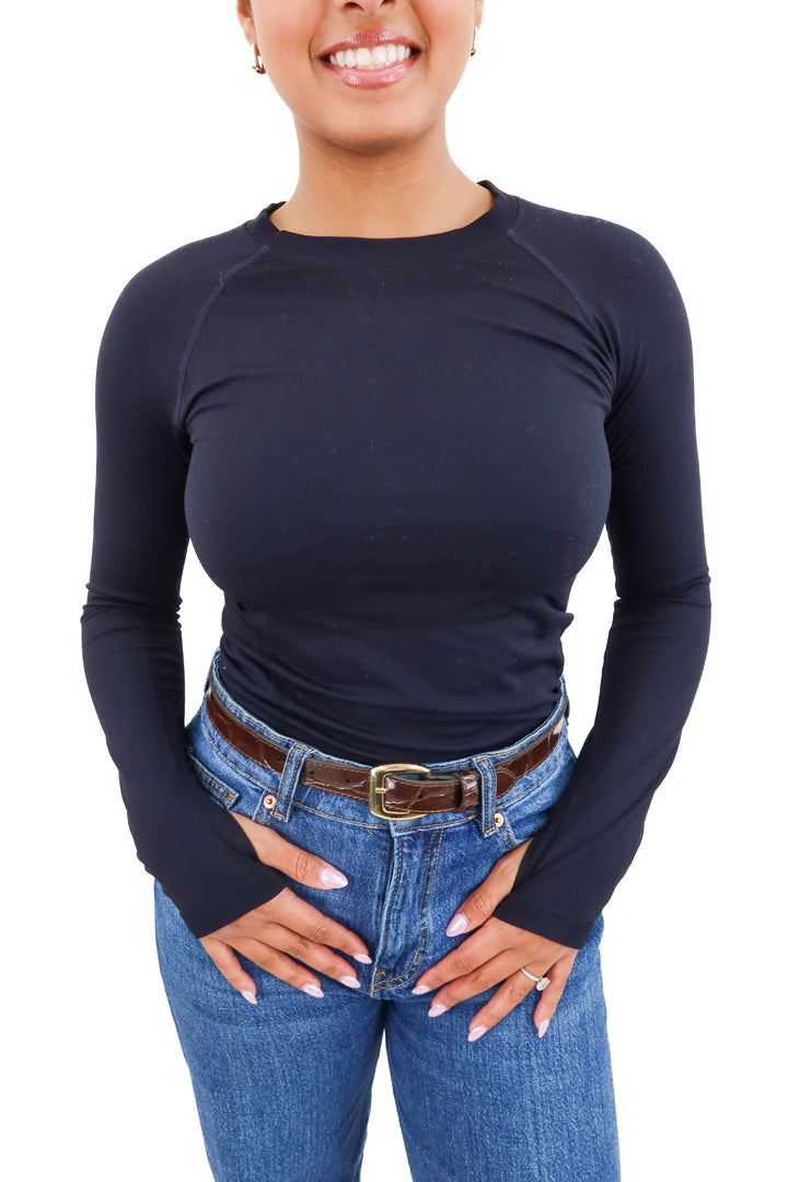 black long sleeve tech active top (m)