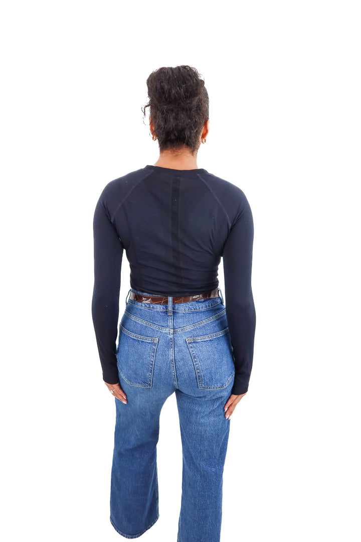 black long sleeve tech active top (m)