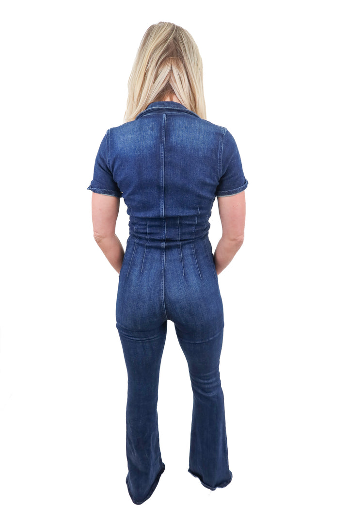 AUCTION (BID ONLY) we the free dark wash denim jumpsuit (s)- ends 8/19 at 8pm CT