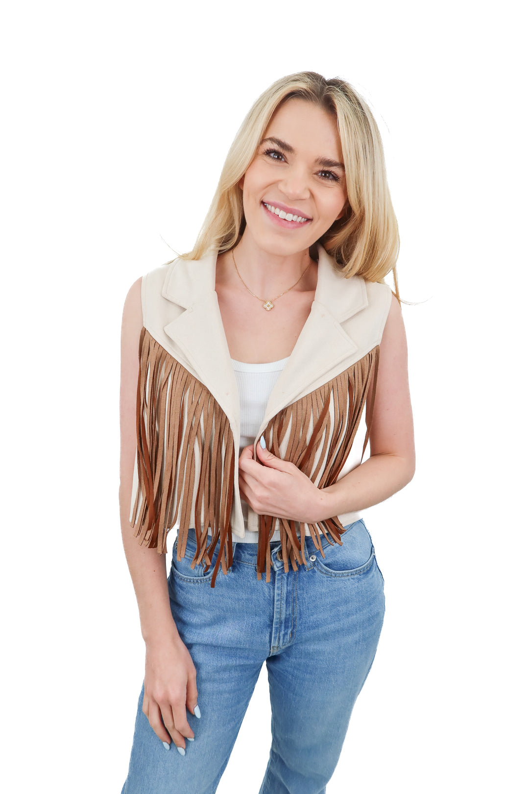 AUCTION (BID ONLY) saints & hearts suede fringe vest (s*)- ends 8/19 at 8 pm CT