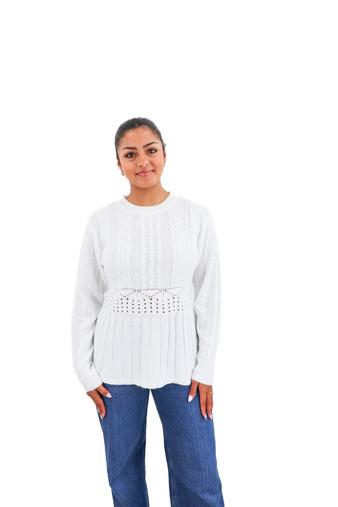 white knit long sleeve top (s/m)