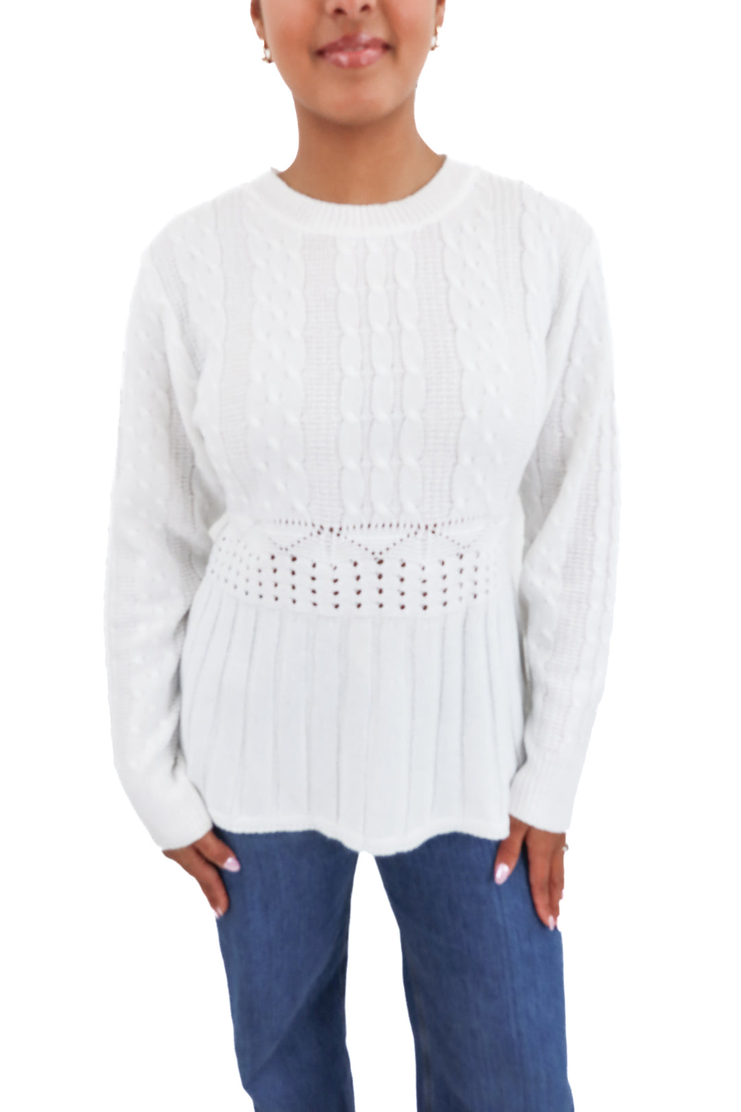 white knit long sleeve top (s/m)