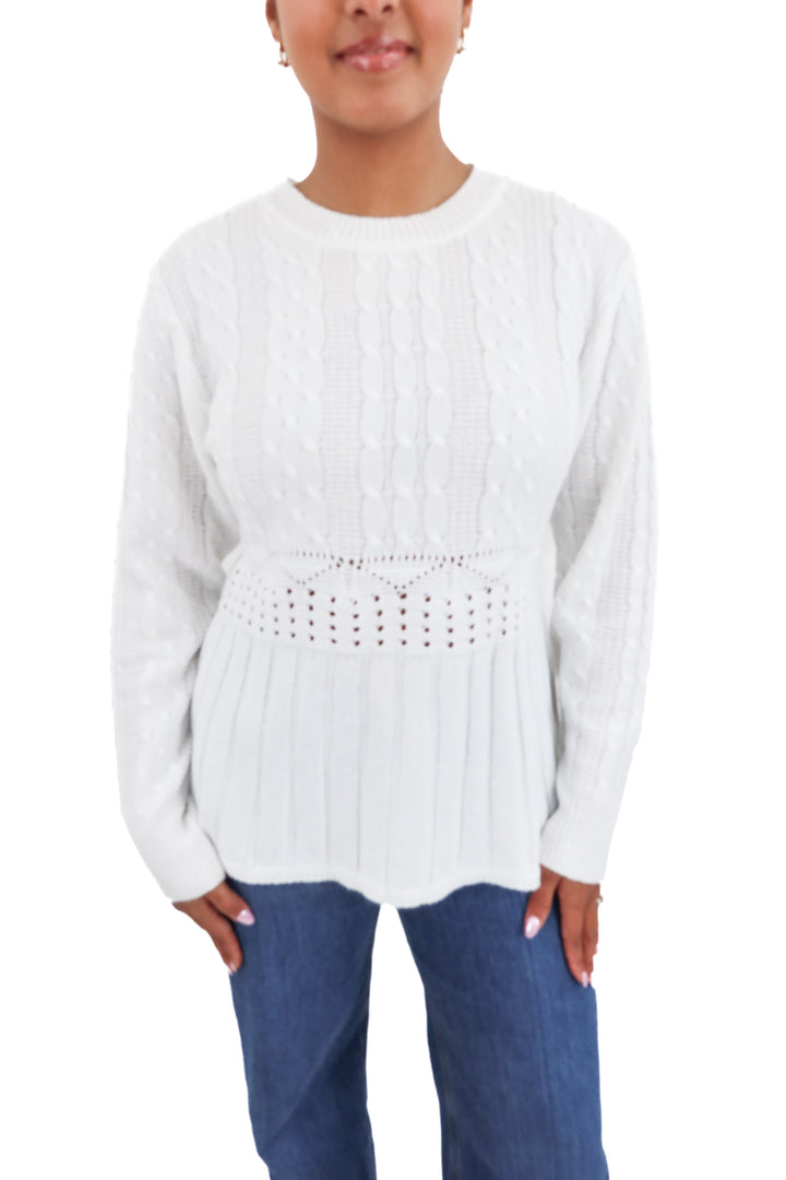 white knit long sleeve top (s/m)