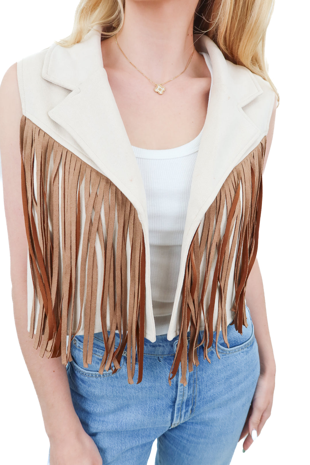 AUCTION (BID ONLY) saints & hearts suede fringe vest (s*)- ends 8/19 at 8 pm CT