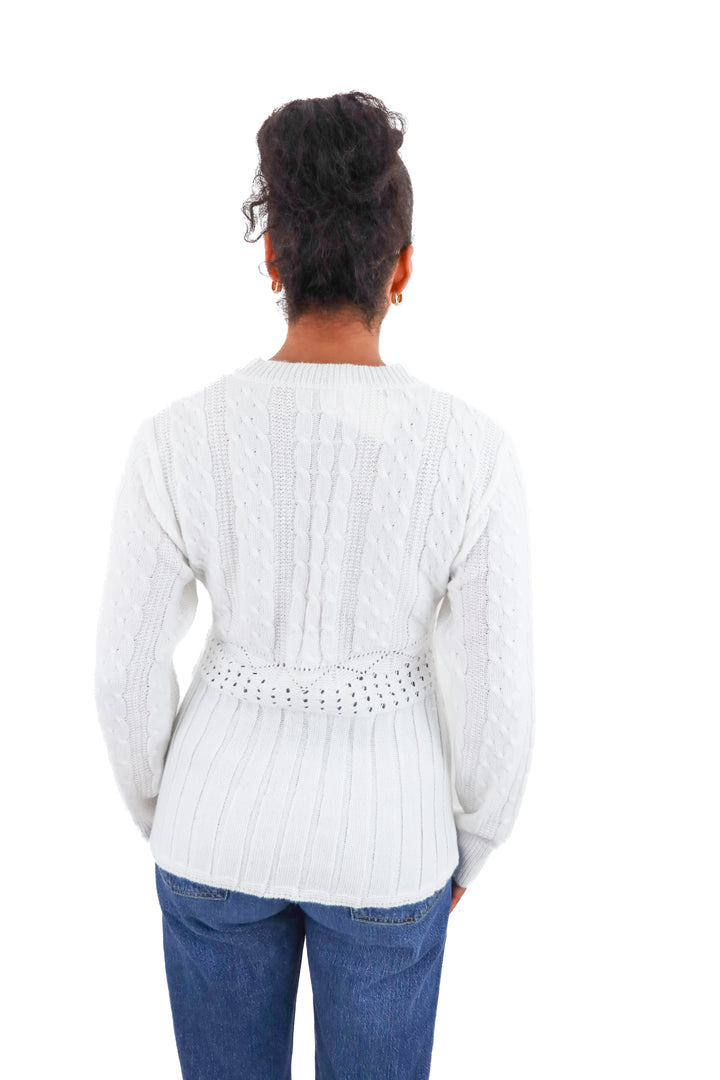 white knit long sleeve top (s/m)