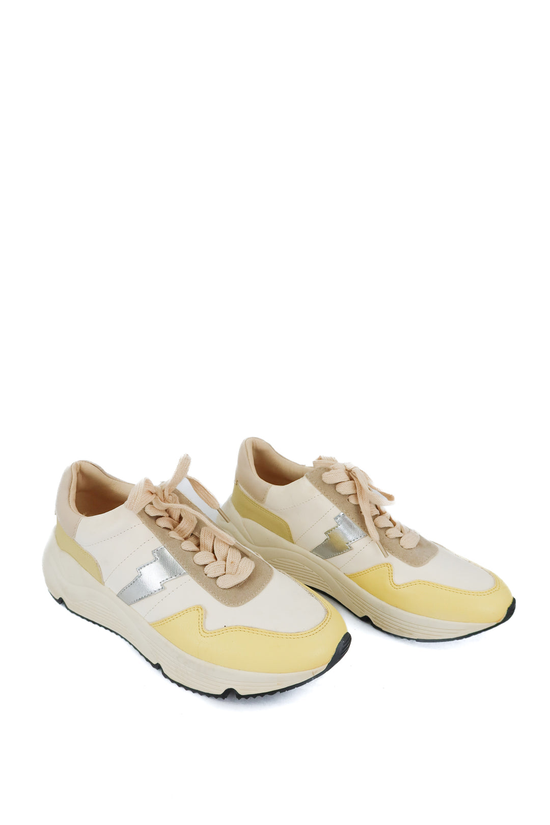 white raven yellow lighting bolt sneakers (6.5)