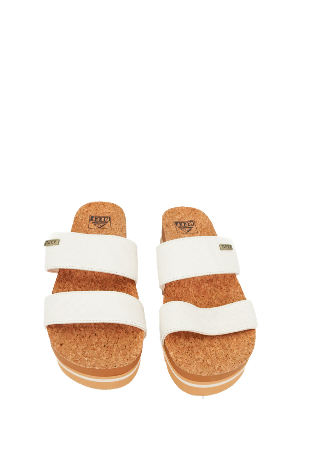 reef white cork sandals (7; retail $70)