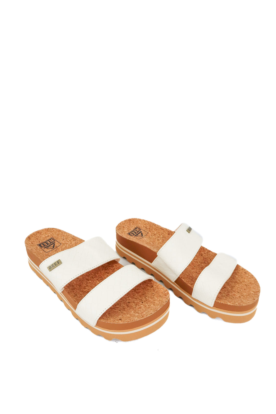 reef white cork sandals (7; retail $70)
