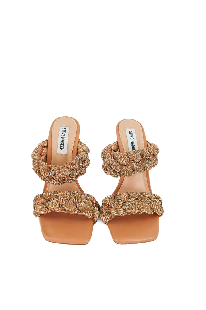 steve madden gold sparkle braided heels (6.5)