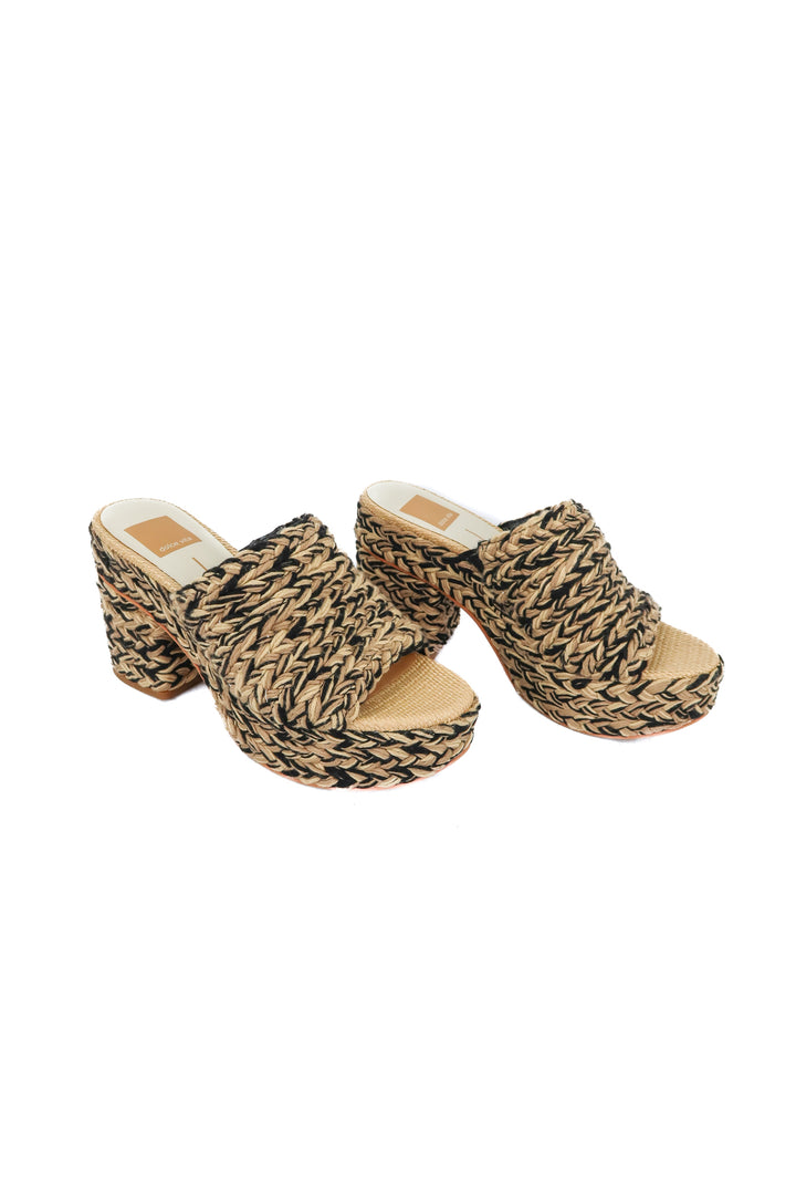 dolce vita black/brown woven platform heels (6.5)
