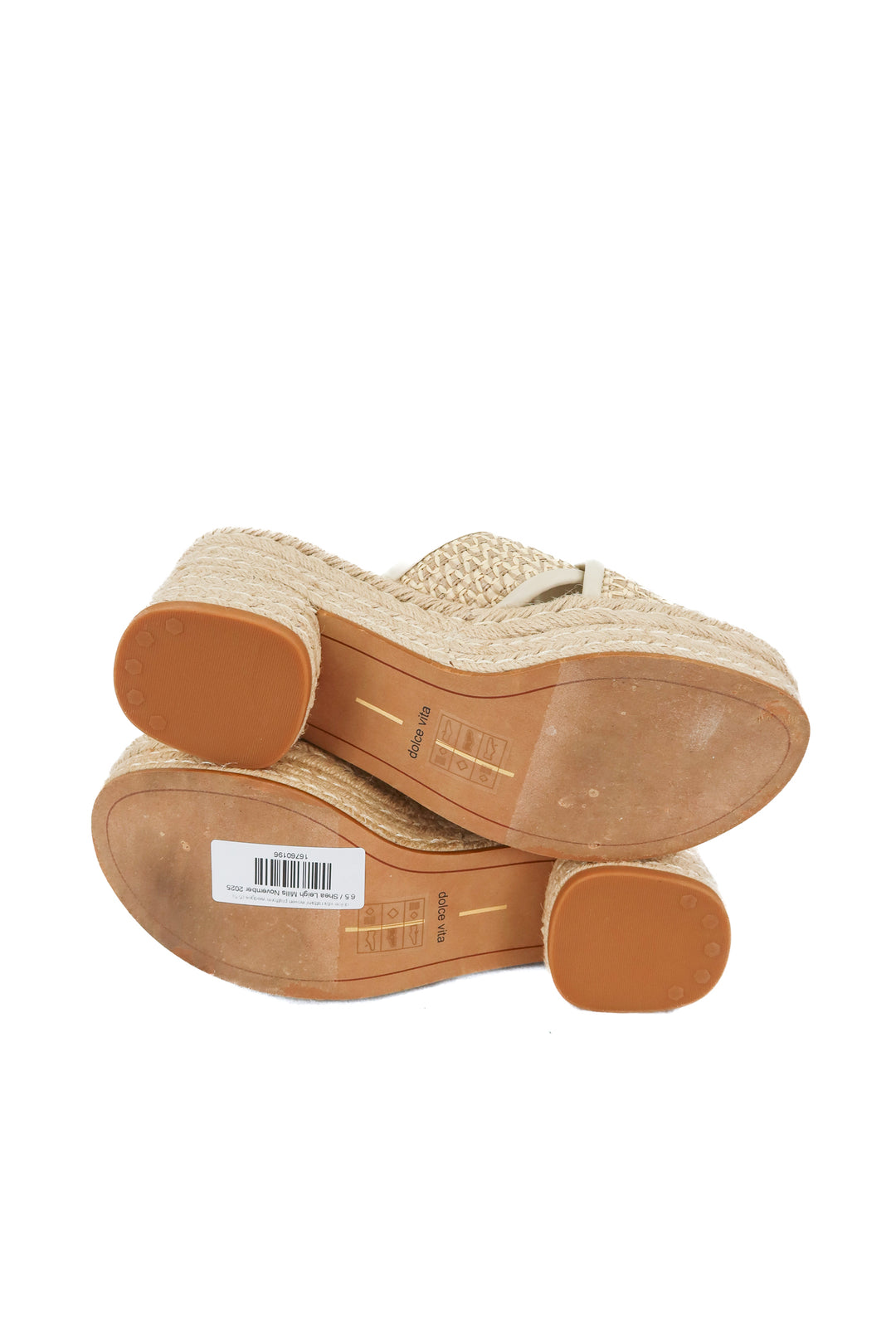 dolce vita rattan/ woven platform wedges (6.5)