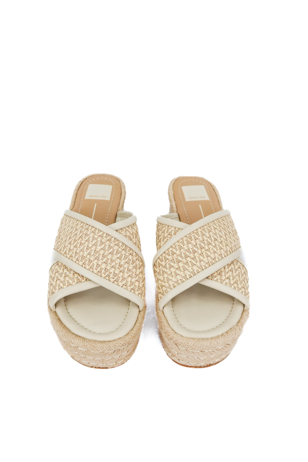 dolce vita rattan/ woven platform wedges (6.5)