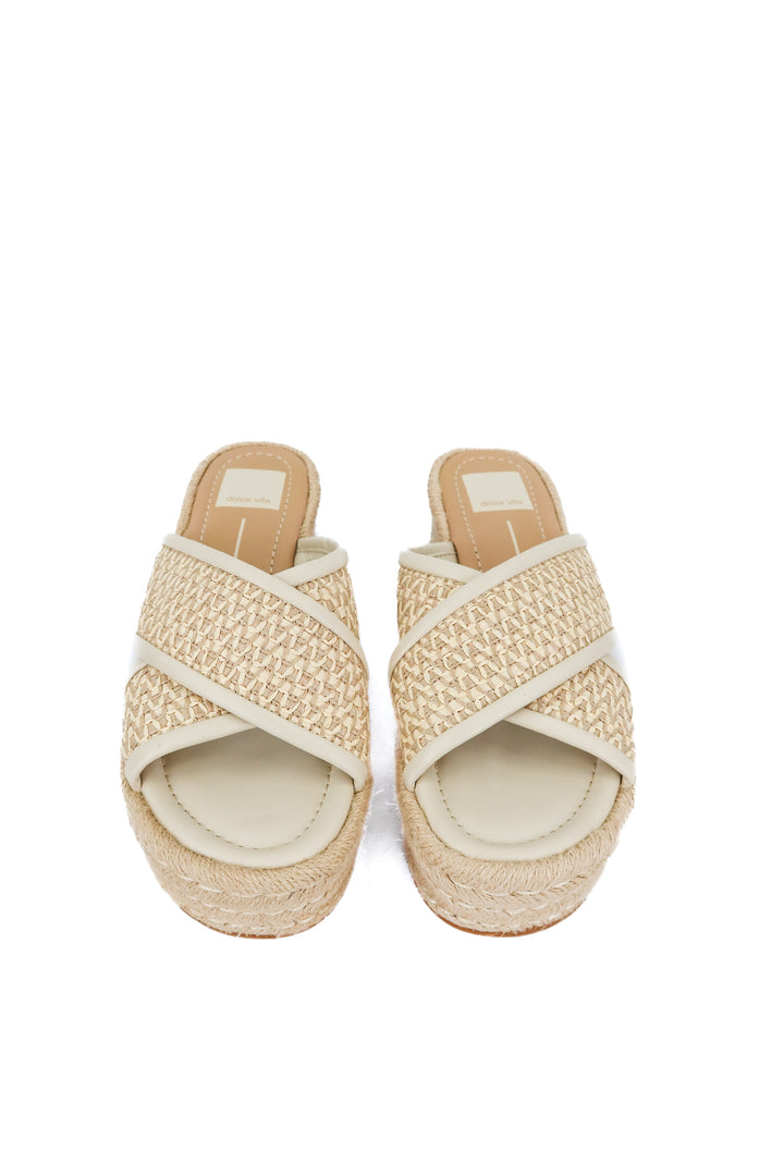 dolce vita rattan/ woven platform wedges (6.5)