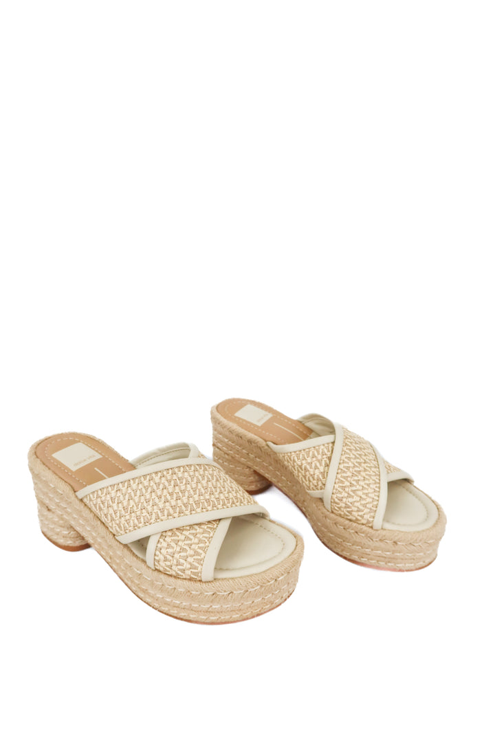 dolce vita rattan/ woven platform wedges (6.5)