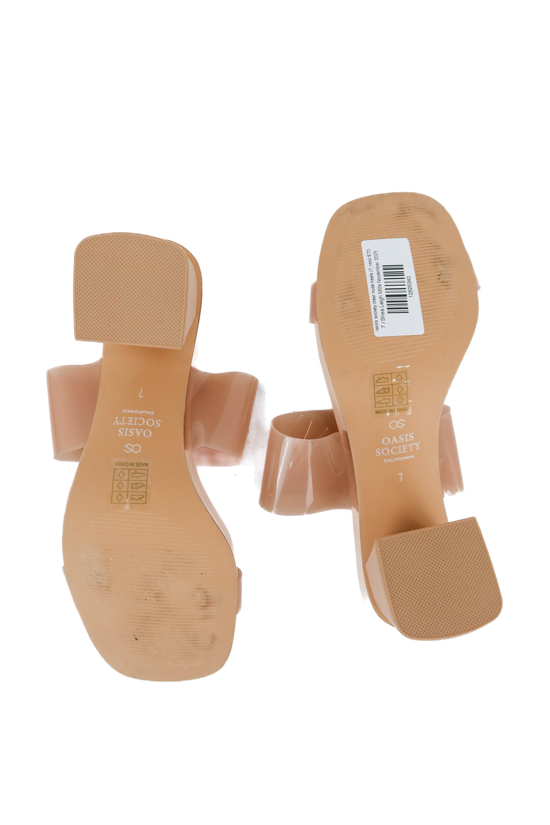 oasis society clear nude heels (7; retail $72)