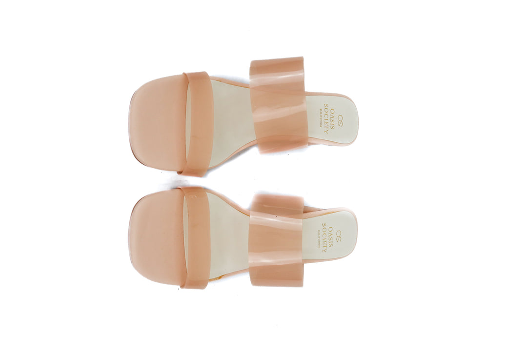 oasis society clear nude heels (7; retail $72)