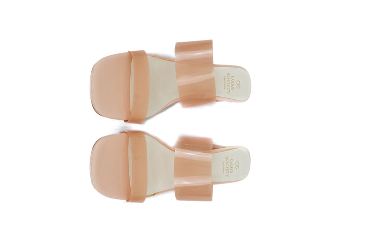 oasis society clear nude heels (7; retail $72)