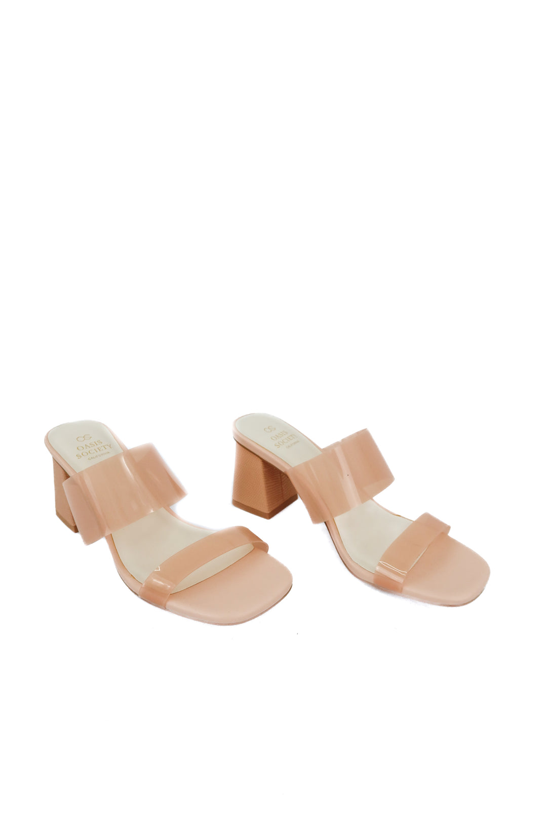 oasis society clear nude heels (7; retail $72)