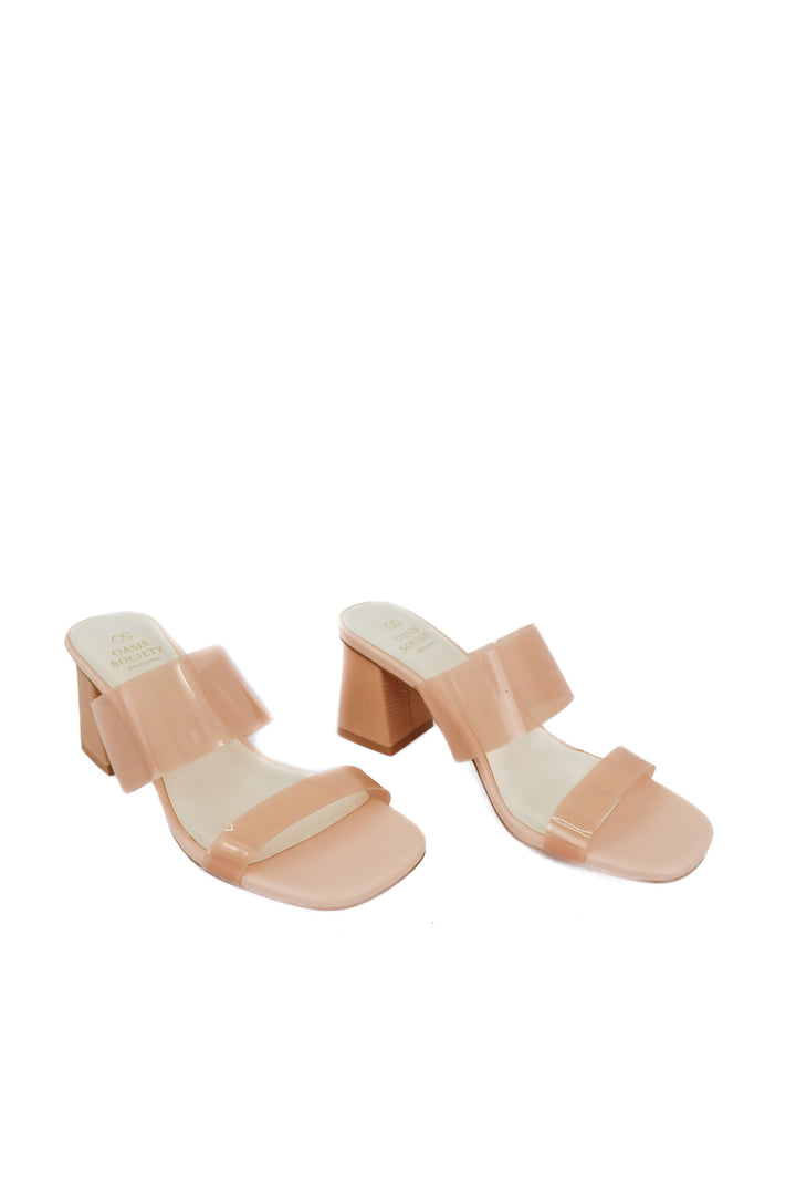oasis society clear nude heels (7; retail $72)