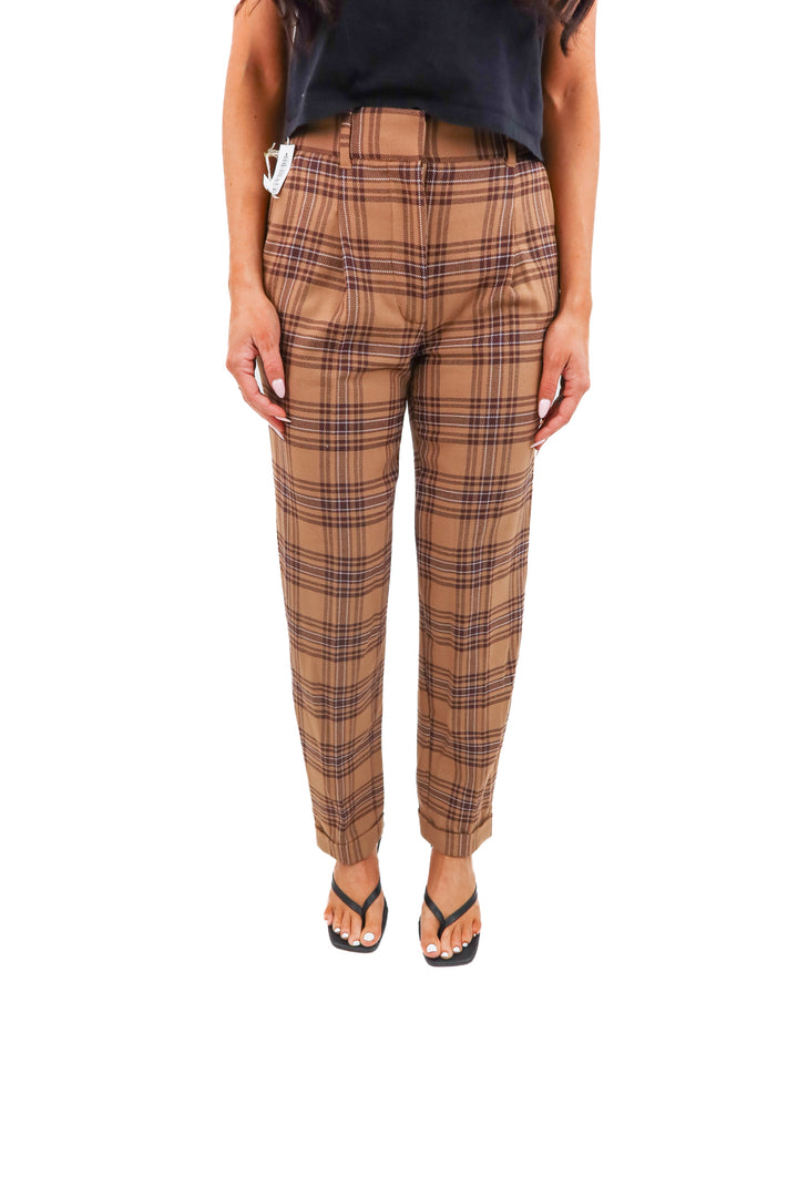 wilfred brown plaid trousers nwt (0; retail $148)