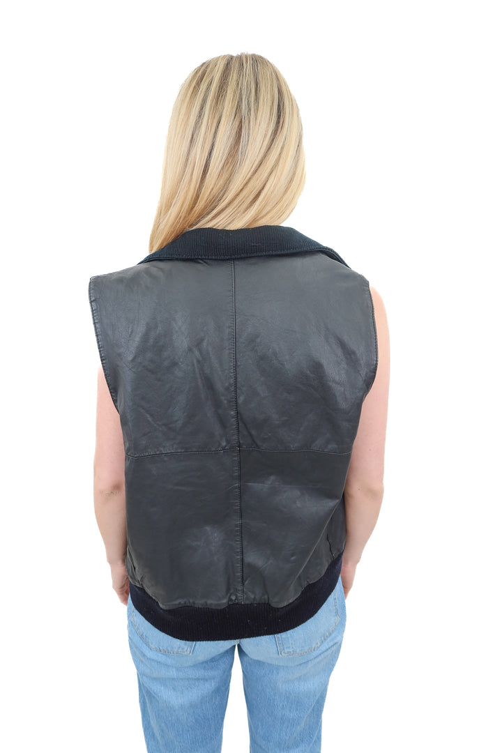 u2 air farges black leather vest (L)
