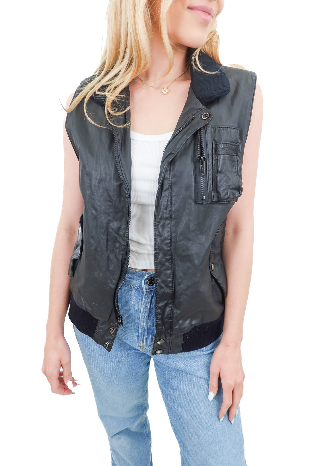 u2 air farges black leather vest (L)