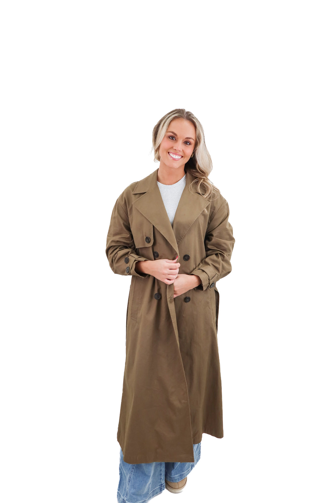 zara olive green trench coat (s; retail $119)