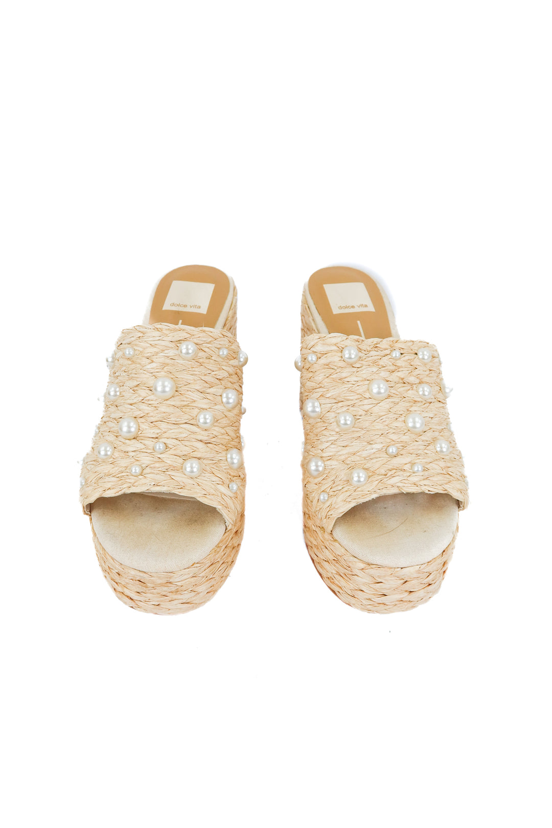 dolce vita rattan pearl platform heels (7; retail $135)