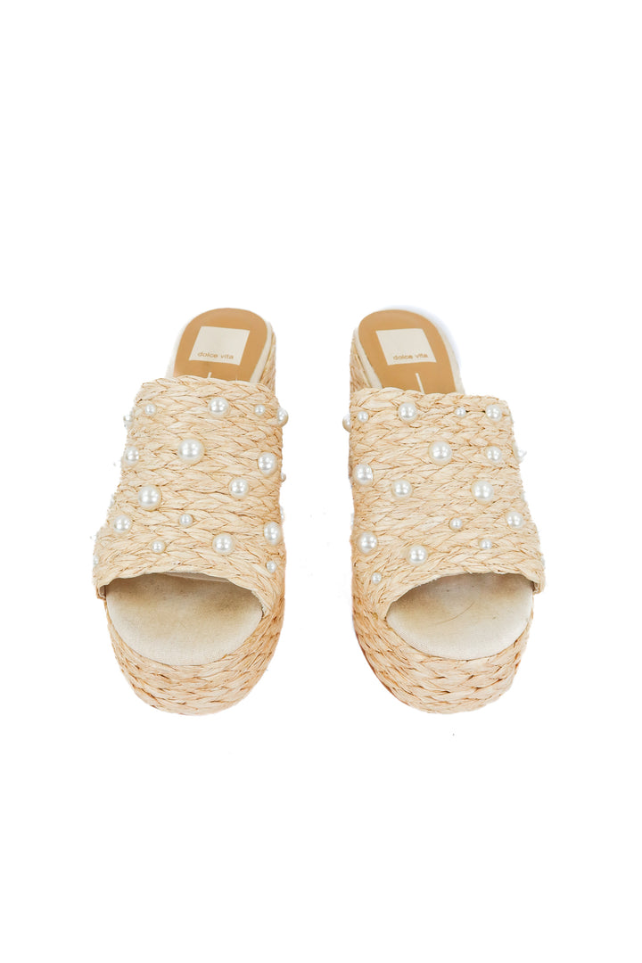 dolce vita rattan pearl platform heels (7; retail $135)