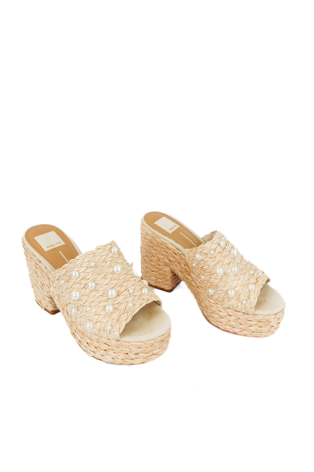 dolce vita rattan pearl platform heels (7; retail $135)