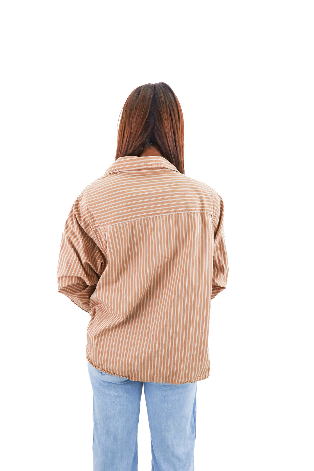 free people brown striped button down (xs; retail $98)