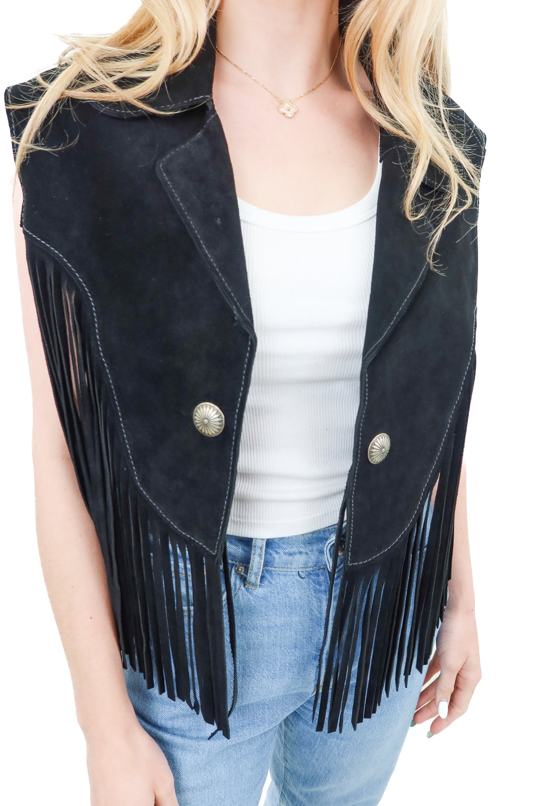 crossbow telluride suede shawl vest (OS)
