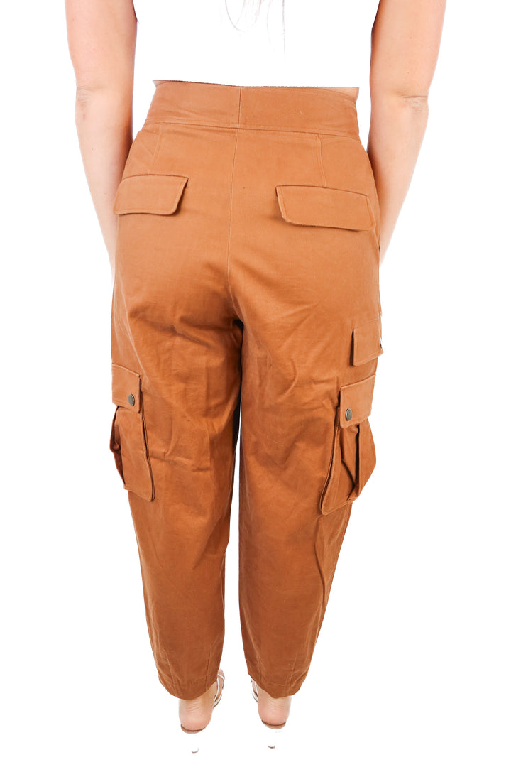 Alice + Olivia Brown Cargo Pants (8; retail $395)