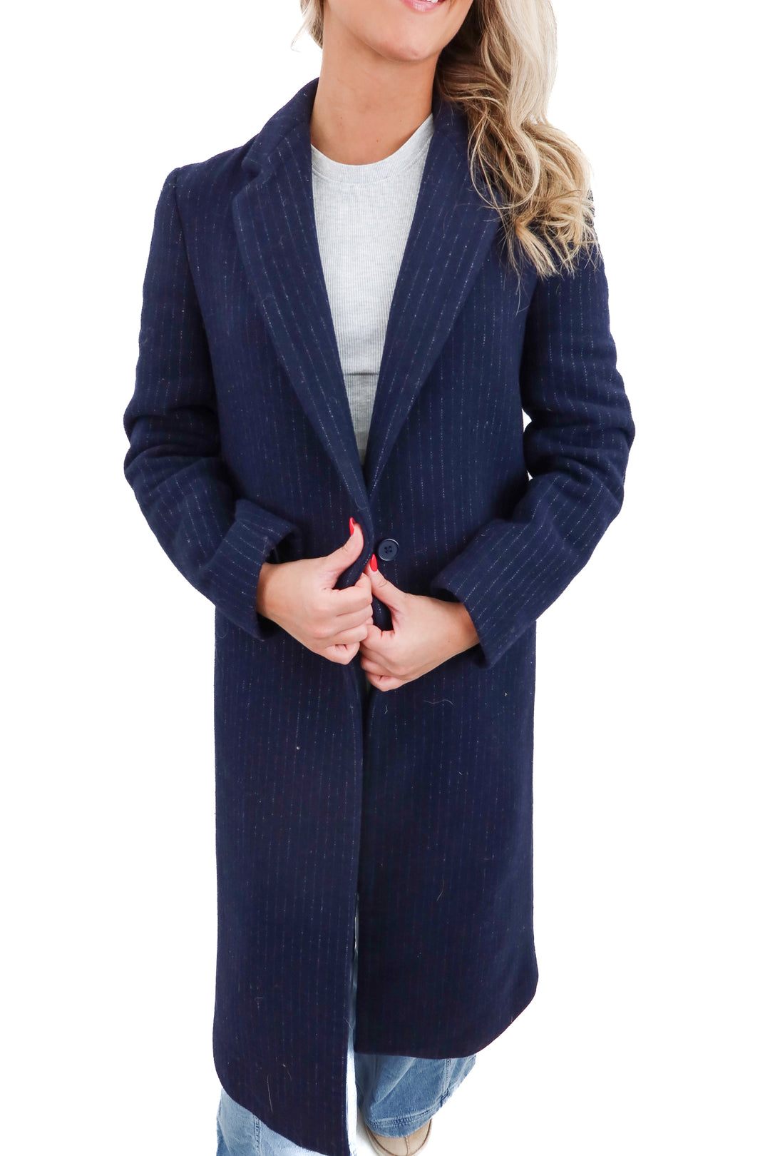 french connection pinstripe coat (xs)