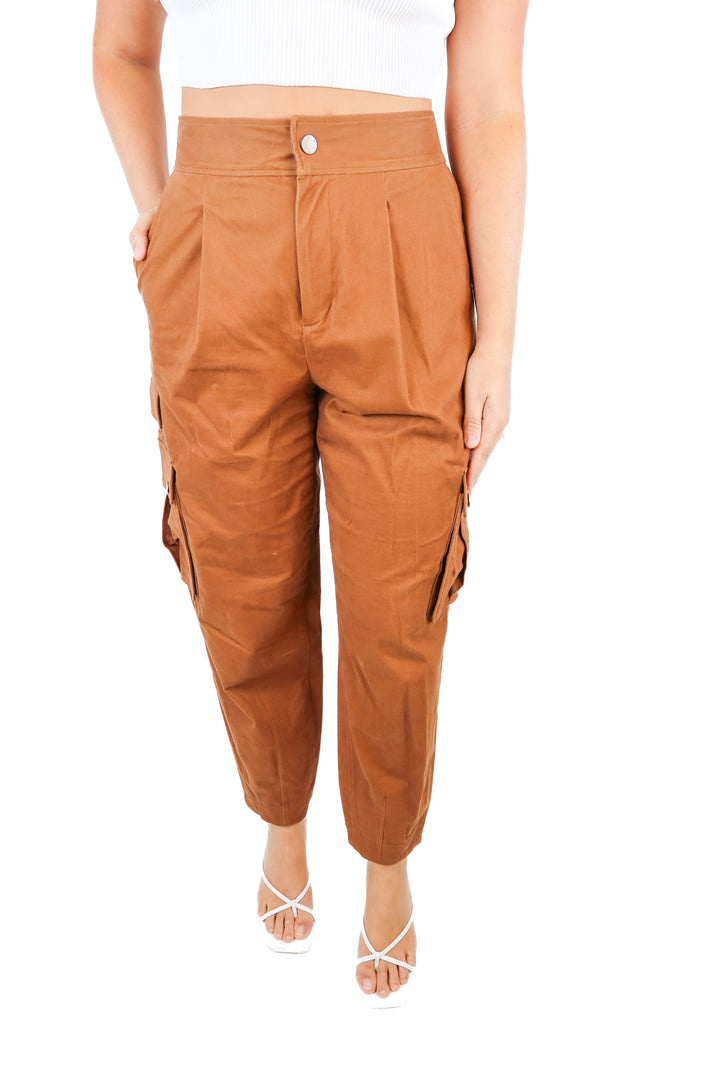 Alice + Olivia Brown Cargo Pants (8; retail $395)