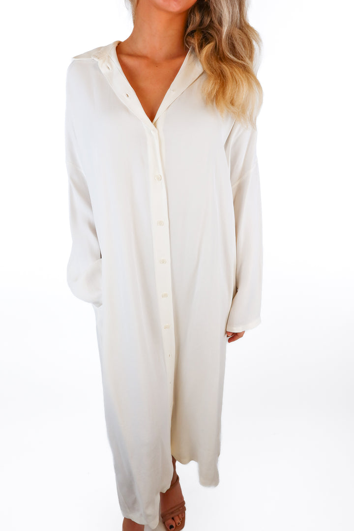 Zara Cream Button Down Maxi Dress (XS)